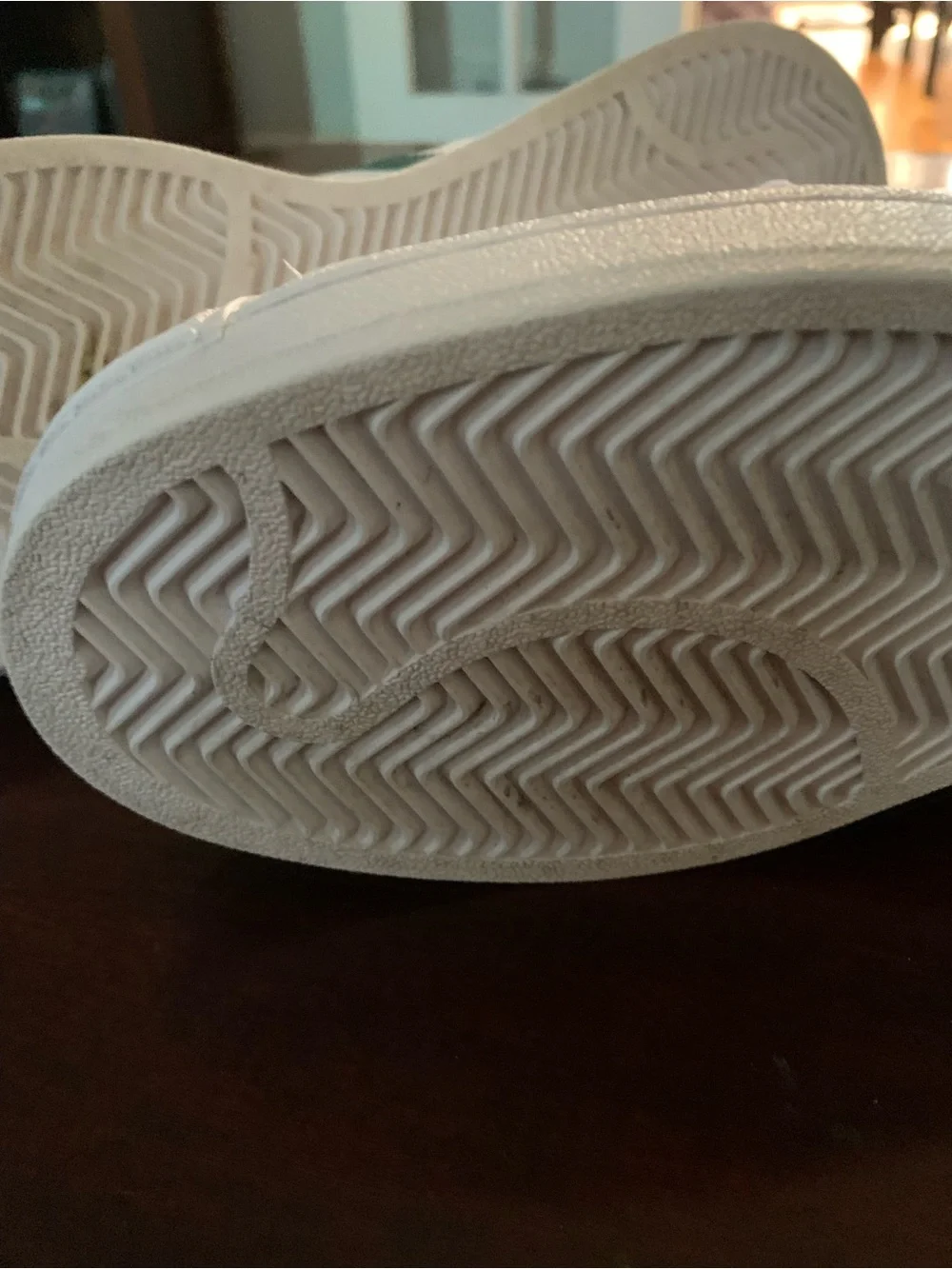 adidas superstar men’s size 11 White Sneakers with Green Stripes